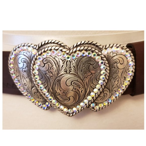 NOCONA Canada Women\'s Belt Triple Hearts Silver Buckle with Crystals Size-34 main image 7